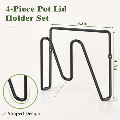4 Pack Pot Lid Organizer Rack for Cabinet Door, No Drilling