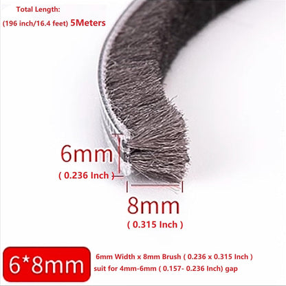 16 Ft (5m) 196 Inch Sliding sash Windows Doors Tape Pile Draught excluder Brush Seal Strip weatherstrip 7mm x 12mm (7/24 1/2 Inch, Gray)