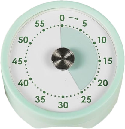 Visual Timer, 60-Minute Magnetic Mechanical Kitchen Timer Green | Stainless Steel Manual Countdown Timer with Loud Alarm for Cooking, Fitness, Office
