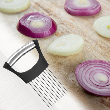 Stainless Steel Onion Holder, 2025 New Vegetable Holder for Slicing, Multifunctional for Fruits and Vegetables, Tool for Meat, Lemon, Onion, Potato, Tomato (2PCS)