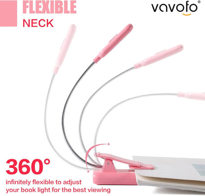 VAVOFO Rechargeable Book Light for Reading in Bed Kids, 7 LED Reading Light with 9-Level Warm Cool White Daylight, Eye Care Lamp with Power Indicator for Bookworms (Yellow)