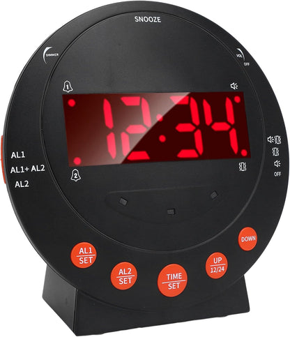 Fabater Vibrating Alarm Clock, Powerful Bed Shaker for Heavy Sleepers LED Vibration Reminder Clock Dual USB Charging Alarm with Adjustable Brightness Stepless Volume Control for