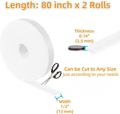 Felt Strips with Adhesive Backing Heavy Duty Cuttable Felt Tape Roll Furniture Pads for Chair Legs - Protecting Hardwood Floors, Chair Wall Protector (Black, 80 x 0.5 x 0.14 Inch)
