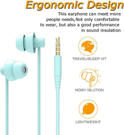 MAXROCK Sleep Earbuds,Ultra Soft Lightweight Sleep Earphones Headphones with Volume Control and Mic for Insomnia, Side Sleeper, Snoring, Air Travel, Meditation & Relaxation (Acid Blue)