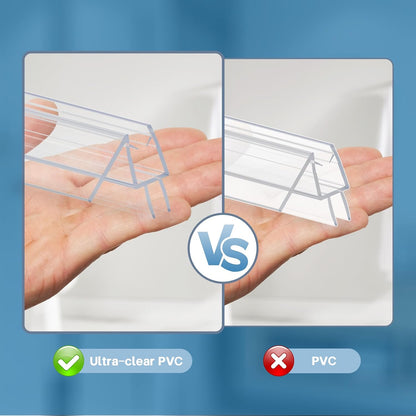 Shower Door Bottom Seal Strip, 2PCS Seal Strip, Ultra Clear PVC, 36" Length, Fits 6mm Thick Glass, Prevents Leaks, Easy Installation, No Adhesive Required (Ultra Clear, 36in for 1/4"(6mm) Door)