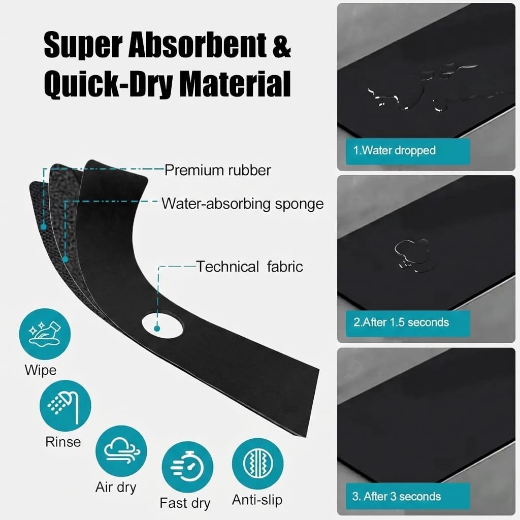 33 Lx5.5 W Long Kitchen Sink Faucet Mat: Customizable Black Splash Guard with Pre-Cut Center Hole for Large Double bowl Sink, DIY to Fits irregular & 2, 3, 4 hole sinks with Soap Dispenser & Air Gap