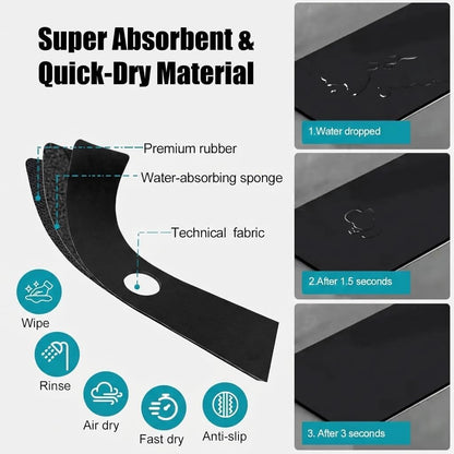 33 Lx5.5 W Long Kitchen Sink Faucet Mat: Customizable Black Splash Guard with Pre-Cut Center Hole for Large Double bowl Sink, DIY to Fits irregular & 2, 3, 4 hole sinks with Soap Dispenser & Air Gap