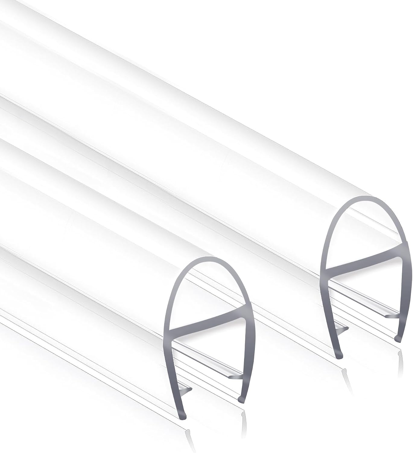 Frameless Shower Door Bottom Seal Strip for 3/8"(10mm) Thick Glass, Super Clear 36 Inch Long 2PCS Shower Door Seal, to Water Block