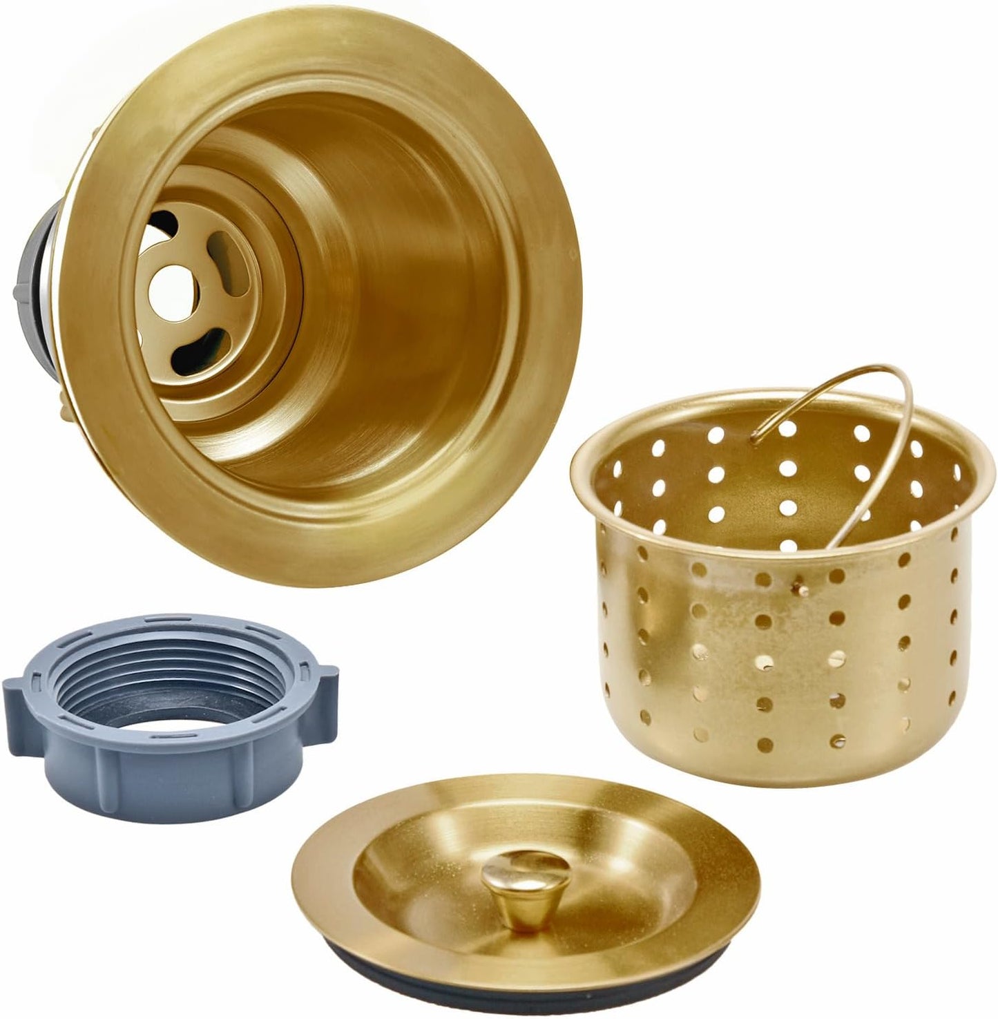 3-1/2 Inch Sink Drain Assembly Kit, Removable Deep Sink Strainer Basket with Sink Stopper/Sealing Lid for Home, Kitchen, Stainless Steel
