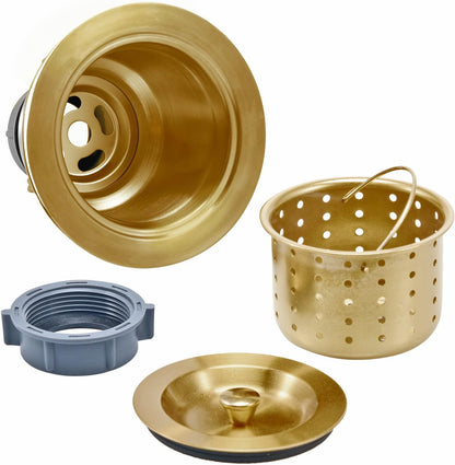 3-1/2 Inch Sink Drain Assembly Kit, Removable Deep Sink Strainer Basket with Sink Stopper/Sealing Lid for Home, Kitchen, Stainless Steel