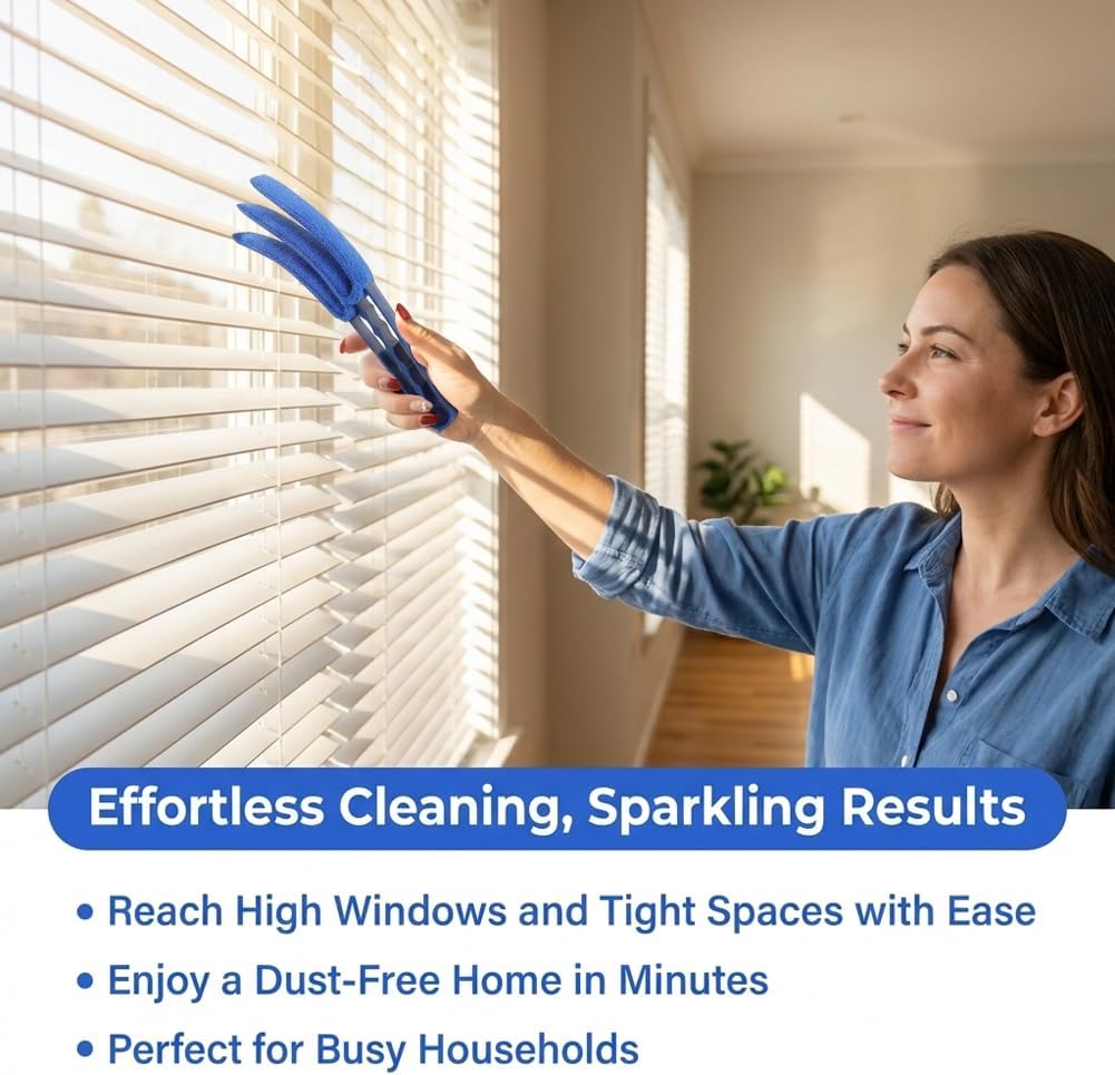 2PCS Blind Cleaner Brushs with 5 Reusable Microfiber Sleeves Brush, Window Blind Duster Tool Blind Cleaner Tool for Window, Car Air Condition, Fans, Exhaust Vent