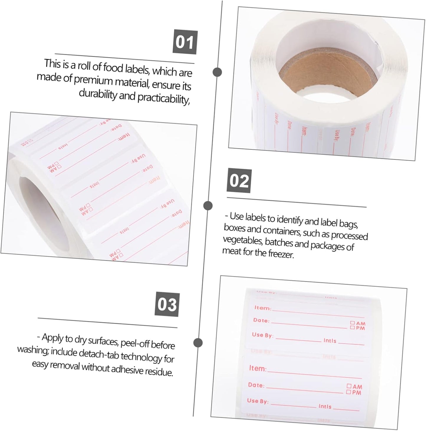 Operitacx 1roll Quality Material Writing Rotation Labels Food Labels Stickers Stickers Removable Adhesive for Day Dots Food Storage Jars and Bottles