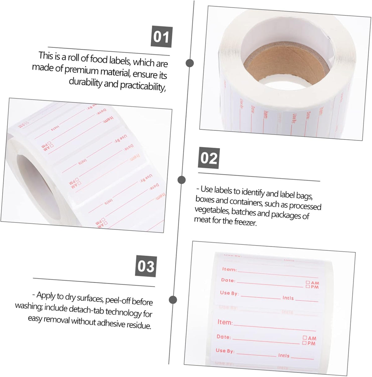 Writable Food Label Roll 1x2 inch Red Raflacoat Stickers for Meat