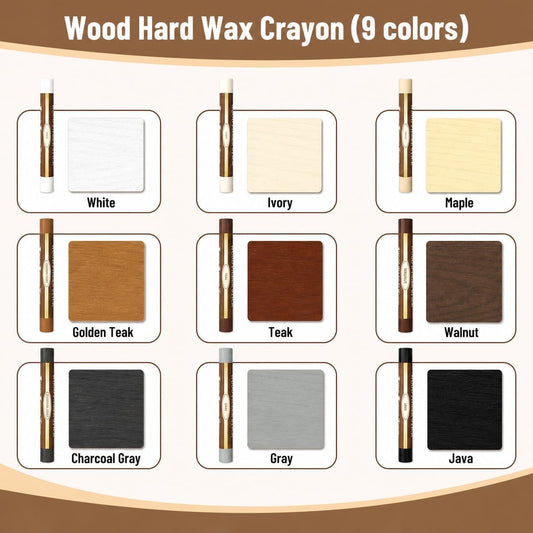 9 Colors Wood Filler Sticks, Wood Scratch Repair Stick and Wood Crayons for Scratches, Wood Floor Scratch Repair for Furniture Floors Cabinets Tables Doors, Fix Scuffs Cracks Holes