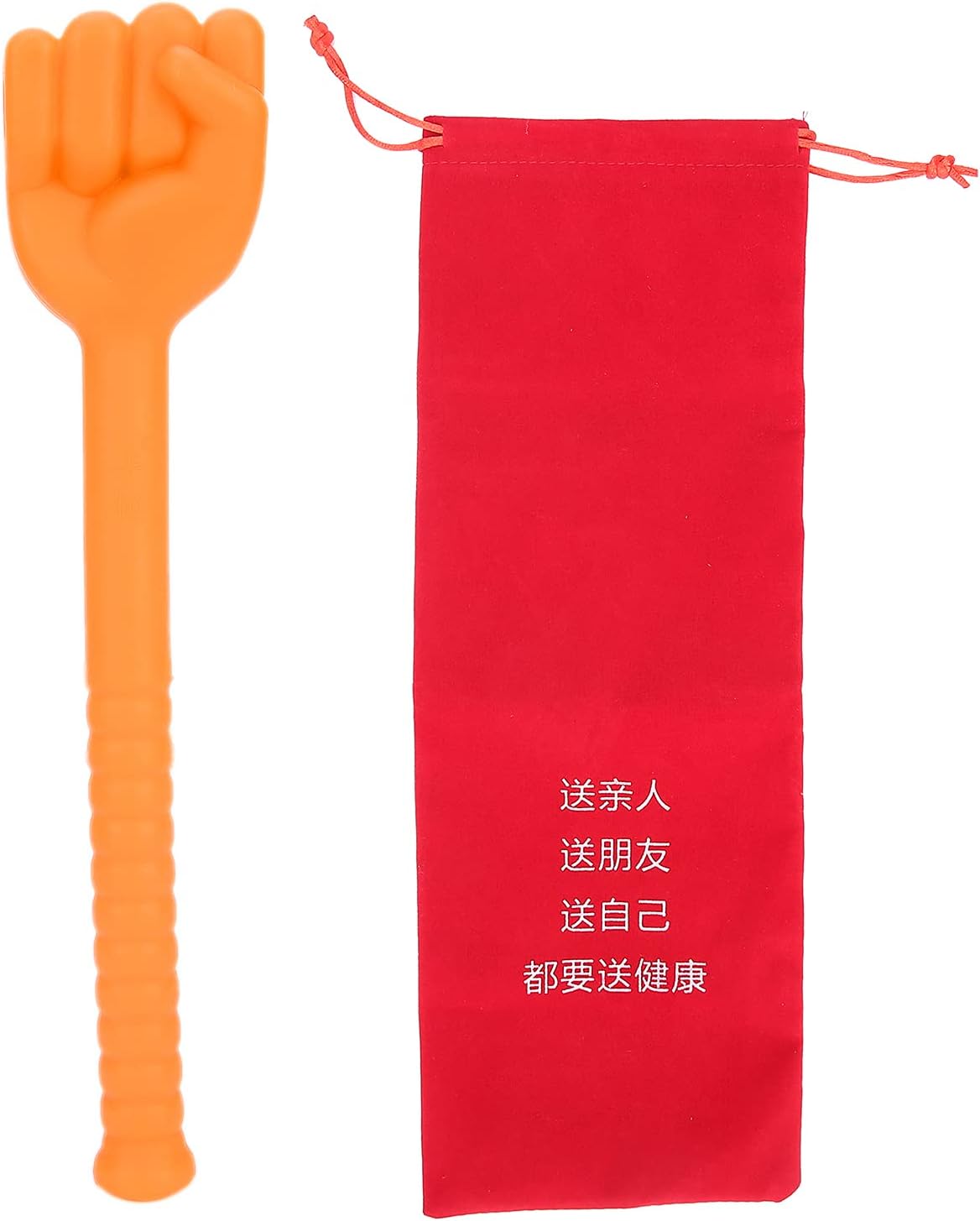Manual Back Massagers, Massage Stick Hammer, Silicone Massage Hammer with Anti-Slip Long Handle, Fist Massager for Back Legs Arms Neck Shoulder Pain Relief(Orange)