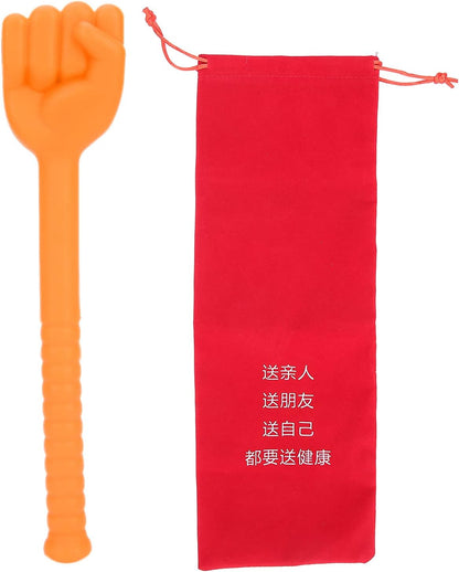 Manual Back Massagers, Massage Stick Hammer, Silicone Massage Hammer with Anti-Slip Long Handle, Fist Massager for Back Legs Arms Neck Shoulder Pain Relief(Orange)