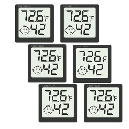 Mini Humidity Meter Hygrometer 6 Pack Room Thermometer Indoor Digital Temperature and Humidity Monitor (Black)