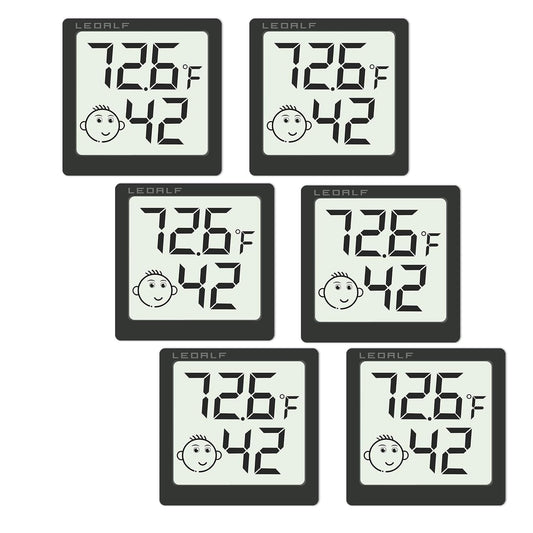 Mini Humidity Meter Hygrometer 6 Pack Room Thermometer Indoor Digital Temperature and Humidity Monitor (Black)