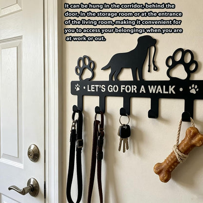 5-Hooks Dog Leash Holder for Wall， Dog Accessory Holder ，Metal Key Holder Leash Hooks