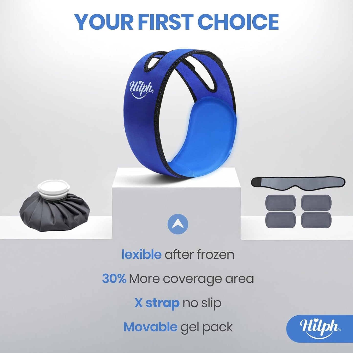 Hilph Jaw Ice Pack Wrap for Wisdom Teeth, TMJ, Large Coverage Therapy | Adjustable Face Ice Wrap with 2 Movable Gel Packs,Cold Therapy for Oral Surgery Recovery, X-shaped Straps for Secure Fit