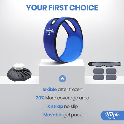 Hilph Jaw Ice Pack Wrap for Wisdom Teeth, TMJ, Large Coverage Therapy | Adjustable Face Ice Wrap with 2 Movable Gel Packs,Cold Therapy for Oral Surgery Recovery, X-shaped Straps for Secure Fit