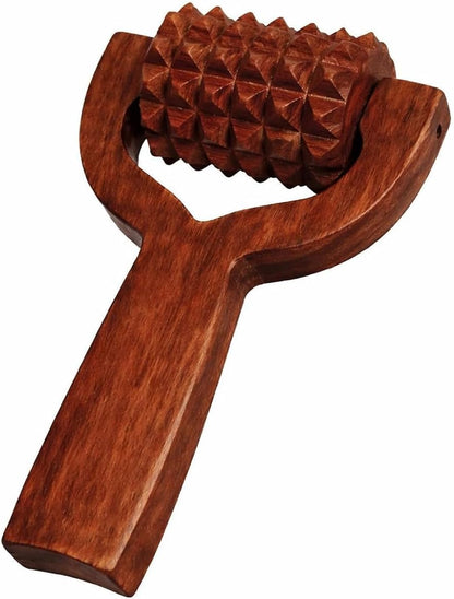 Wooden Massage Tool Set with Handheld Massage Roller, Wooden Meridian Massage Sticks, Mushroom Massage Tool and Finger Massage Rings | Manual Body Massage Kit | 6 Piece Set