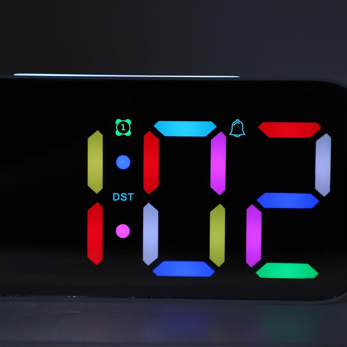 Dpofirs Alarm Clock for Heavy Sleepers with Bed Shaker, 7 Inch Mirror Display, RGB Night Light, 115dB Extra Loud Volume, Dual Alarms, USB Charger for Adults Seniors (Black)