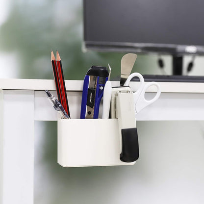 MoKo Magnetic Pen Holder, Pencil Accessories Whiteboard Organizer, White | Magnetic dry erase marker holder has two compartments and an ABS body for whiteboards, refrigerators and lockers.