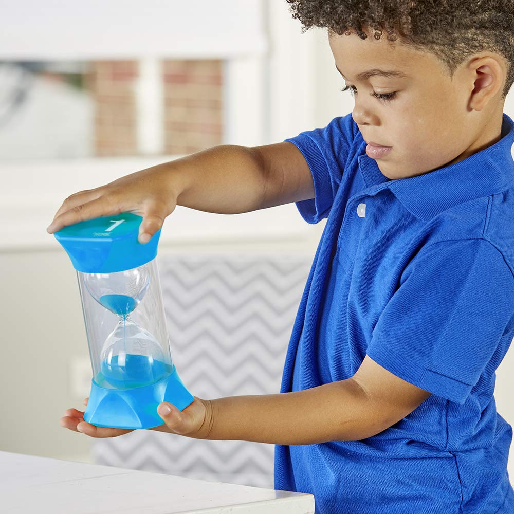 hand2mind Orange Jumbo Sand Timers, 5 Minute Sand Timer, Hourglass Sand Timer with Soft Rubber End Caps Offers Quiet Pausing, Classroom Sand Timers for Kids, Teeth Brushing and Game Timer (Set of 1)