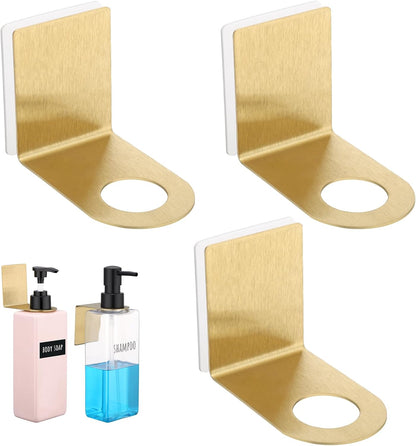Segbeauty Stainless Adhesive Shampoo Bottle Holder, Dia 1.3inch 3.3cm Non-Drill Soap Dispenser Holder Set Silver, 3pcs Rustproof Shampoo Holder for Shower, Bottle Wall Mounted Rack for Toilet Kitchen