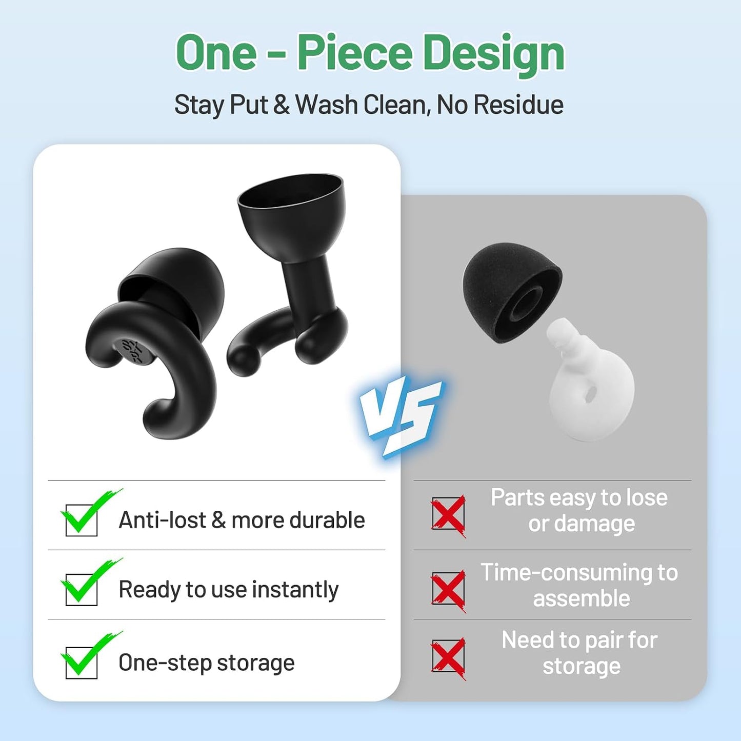 Noise Cancelling Ear Plugs Sleep 50dB NRR Side Sleep Small Ear | ultra soft silicone, reusable one-piece design, 4 sizes included, portable case