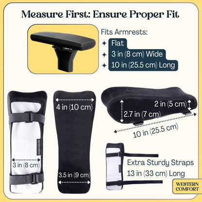 WESTERN COMFORT Thick Memory Foam Office Chair Arm Pads - Set of 2 Armrest Covers Provide Elbow Cushioning and Relieve Pressure (Ergonomic)