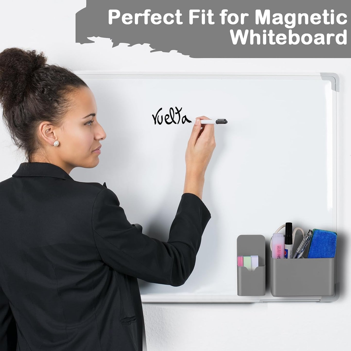 KITANIS Magnetic Pen Holder,2 Pack Magnetic Dry Erase Marker Holder with Generous Compartments,Strong Magnet Storage Marker Pen Pencil Organizer for Refrigerator,Whiteboard,Locker Accessories