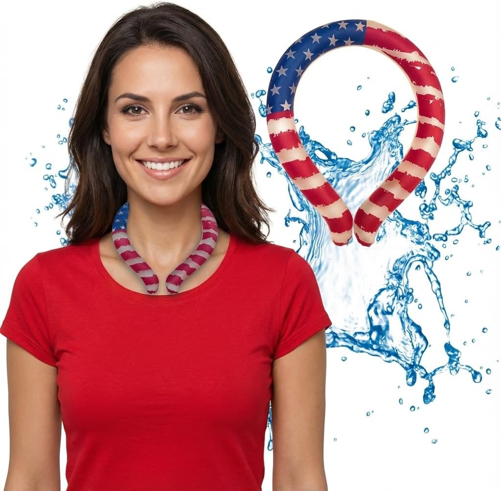 CoolTimeUSA Neck Cooling Tube | Wearable Cooling Neck Wraps for Summer Heat I Hands Free Cold Pack | Reusable Cooler (Blue)