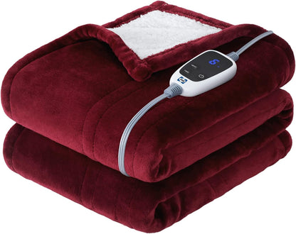 Sealy Electric Throw Blanket Heated Flannel & Sherpa Auto Shutoff 50"x60"