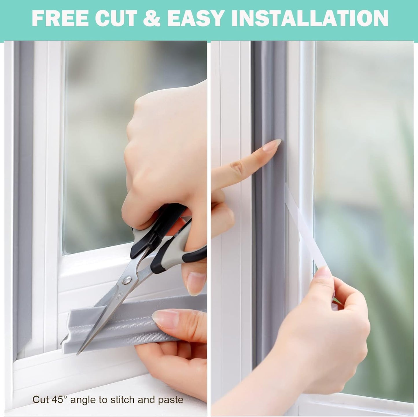 MOPMS Draft Stopper Sweep, Door Weatherproofing Stripping, Window Seal Strip Self-adhisive Soundproof Cuttable Weather Length 32.8 Ft (5 Pcs x 6.56 Ft), Grey