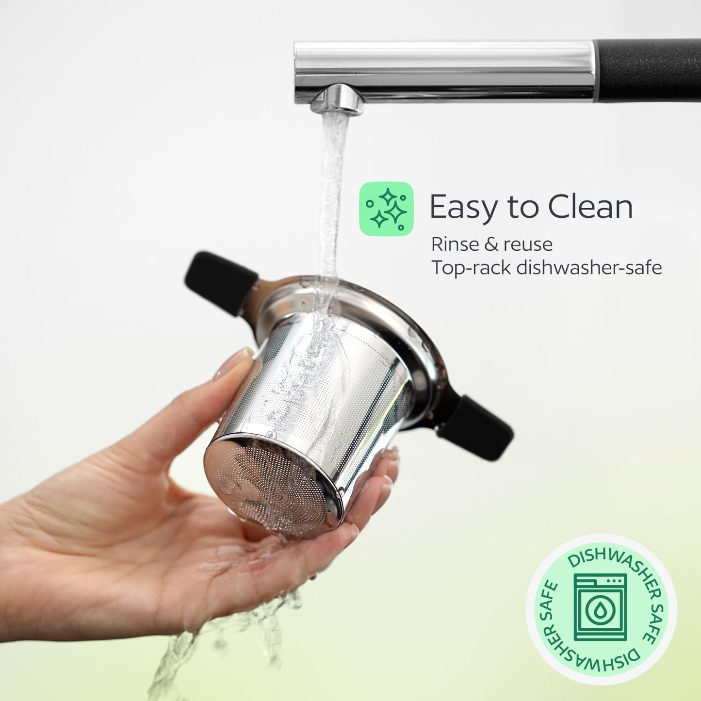 Stainless Steel Tea Infuser for Loose Leaf Tea – Extra Fine Mesh Strainer with Heat Proof Double Handles & Lid, Reusable Filter Fits Mugs, Cups & Teapots, Gray
