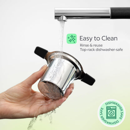 Stainless Steel Tea Infuser for Loose Leaf Tea – Extra Fine Mesh Strainer with Heat Proof Double Handles & Lid, Reusable Filter Fits Mugs, Cups & Teapots, Gray