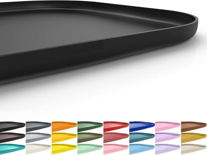 SMILOOL Waterproof Silicone Pet Food Mat with Raised Edge for Dog & Cat | 19" x 12" Non-Slip Pet Feeding Mats with Lip for Food & Water Bowl, Food Grade, Easy Cleaning, Black