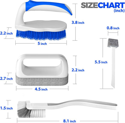 Holikme 7 Pack Cleaning Brush Scrub Brush Kitchen Brush for Floor,Green | Deep Cleaning Brush Set, Scrub Pads with Scraper Tip for Pool Walls, Bathroom, Grout, Floor, Bike, Tub, Shower
