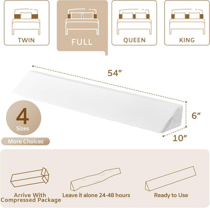 Bedluxe King Bed Wedge Pillow for Headboard, Fill The Gap (0-7")