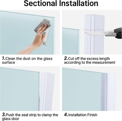 AmazerBath Frameless Shower Door Bottom Seal 39 inch (Set of 2) - Clear, Suitable for 3/8 Inch Glass, Modern Style