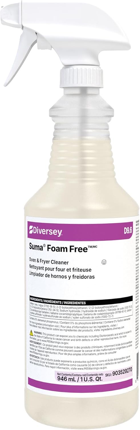 Diversey SUMA Foam Free Oven & Fryer Cleaner Refill, Degreaser, 32 oz