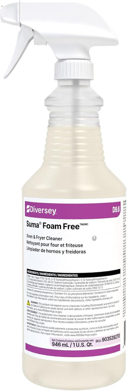 Diversey SUMA Foam Free Oven & Fryer Cleaner Refill, Degreaser, 32 oz