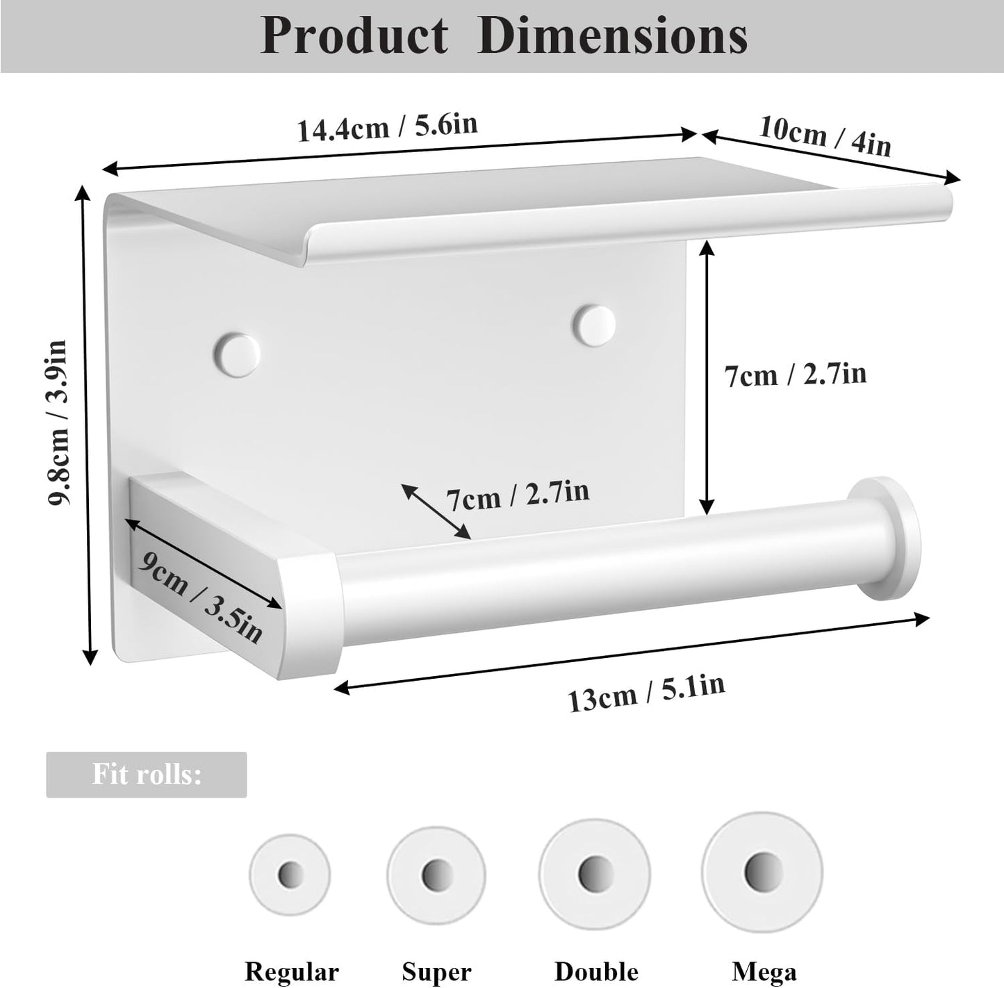 Toilet Paper Holder with Shelf Wall Mounted Toilet Paper Roll Dispenser | Heavy Duty Stainless Steel Brushed Nickel