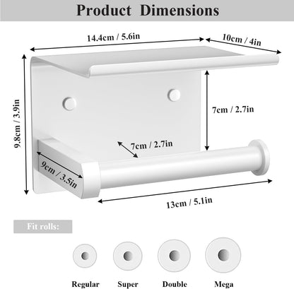 Toilet Paper Holder with Shelf Wall Mounted Toilet Paper Roll Dispenser | Heavy Duty Stainless Steel Brushed Nickel