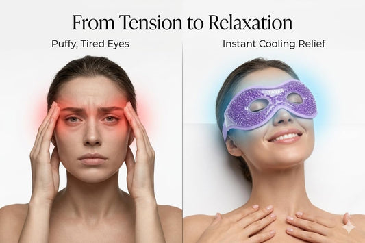 Cooling Gel Eye Mask for Puffy Eyes & Migraine Relief – Reusable Hot & Cold Therapy Mask for Sinus Pressure, Dark Circles, Headache Relief (Purple)