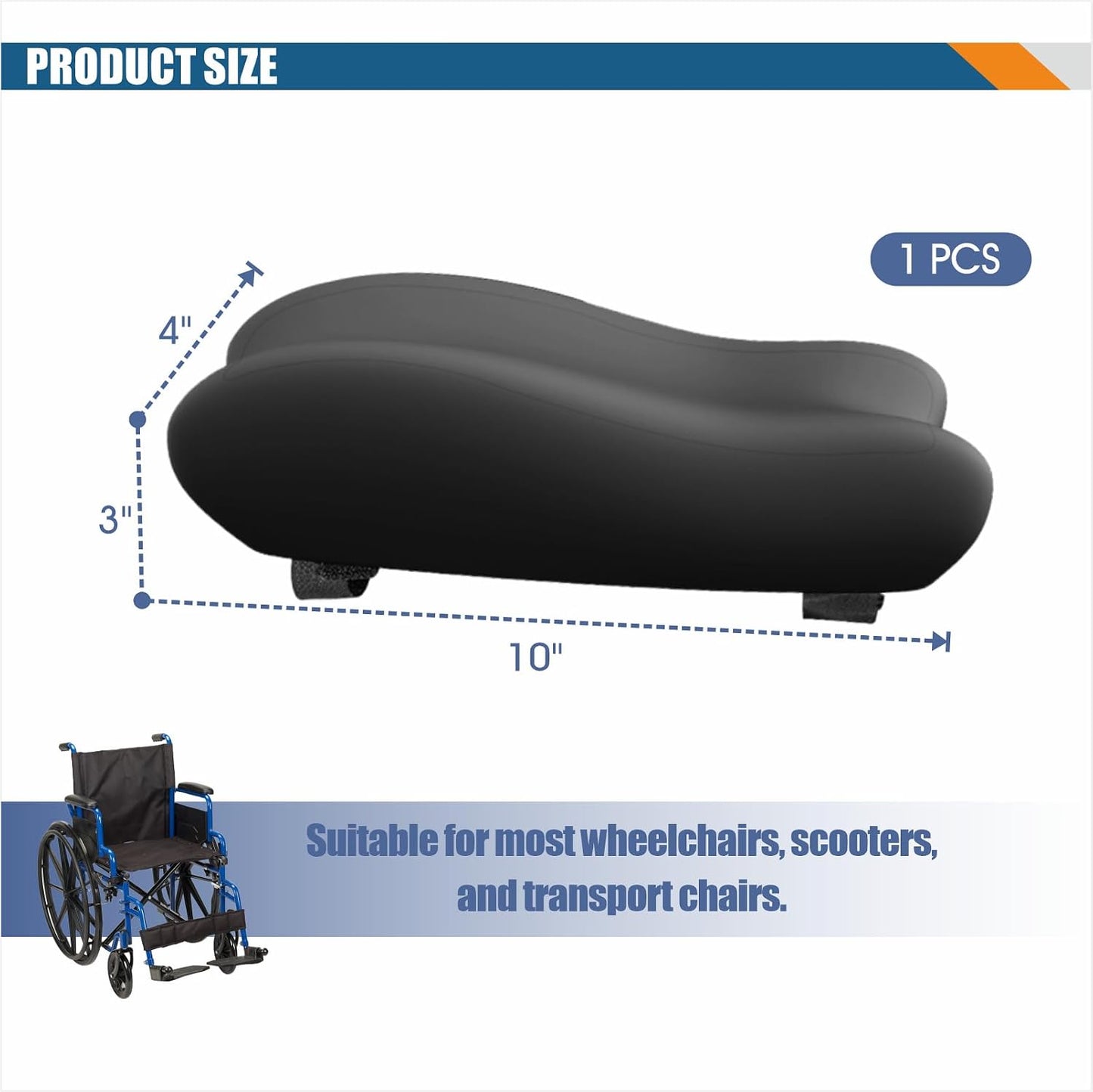 EDWERD Elderly Wheelchair Armrest Pad - Mobility Scooter Elbow Pillow Tray Soft Cushion Memory Foam Arm Stabilizer Accessories, 1PCS