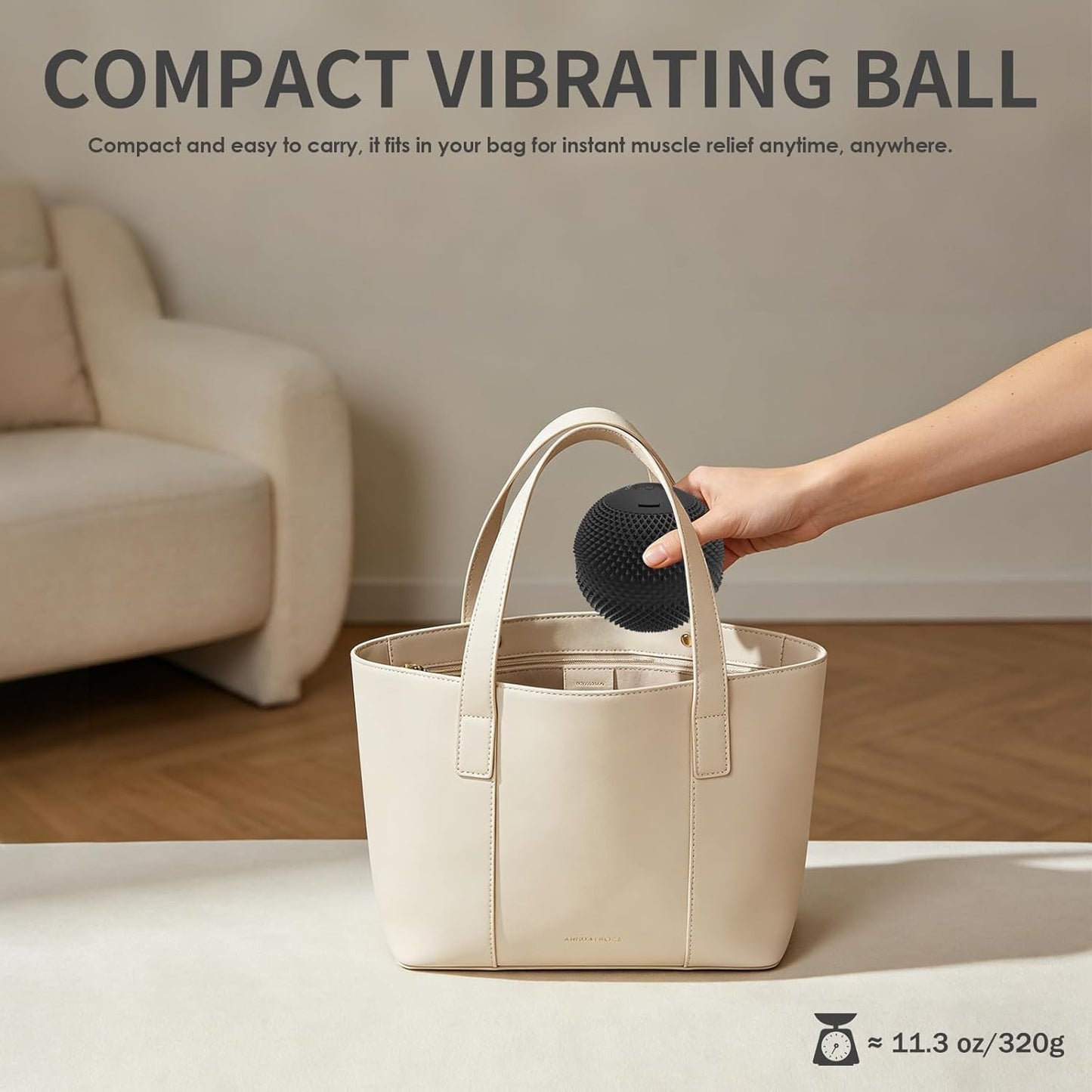 Heating Vibrating Massage Ball with 7 Modes & Memory Function for Myofascial Release, Deep Tissue and Trigger Point Muscle Therapy - Targets Back, Hip, Leg, Neck & Foot (Black)