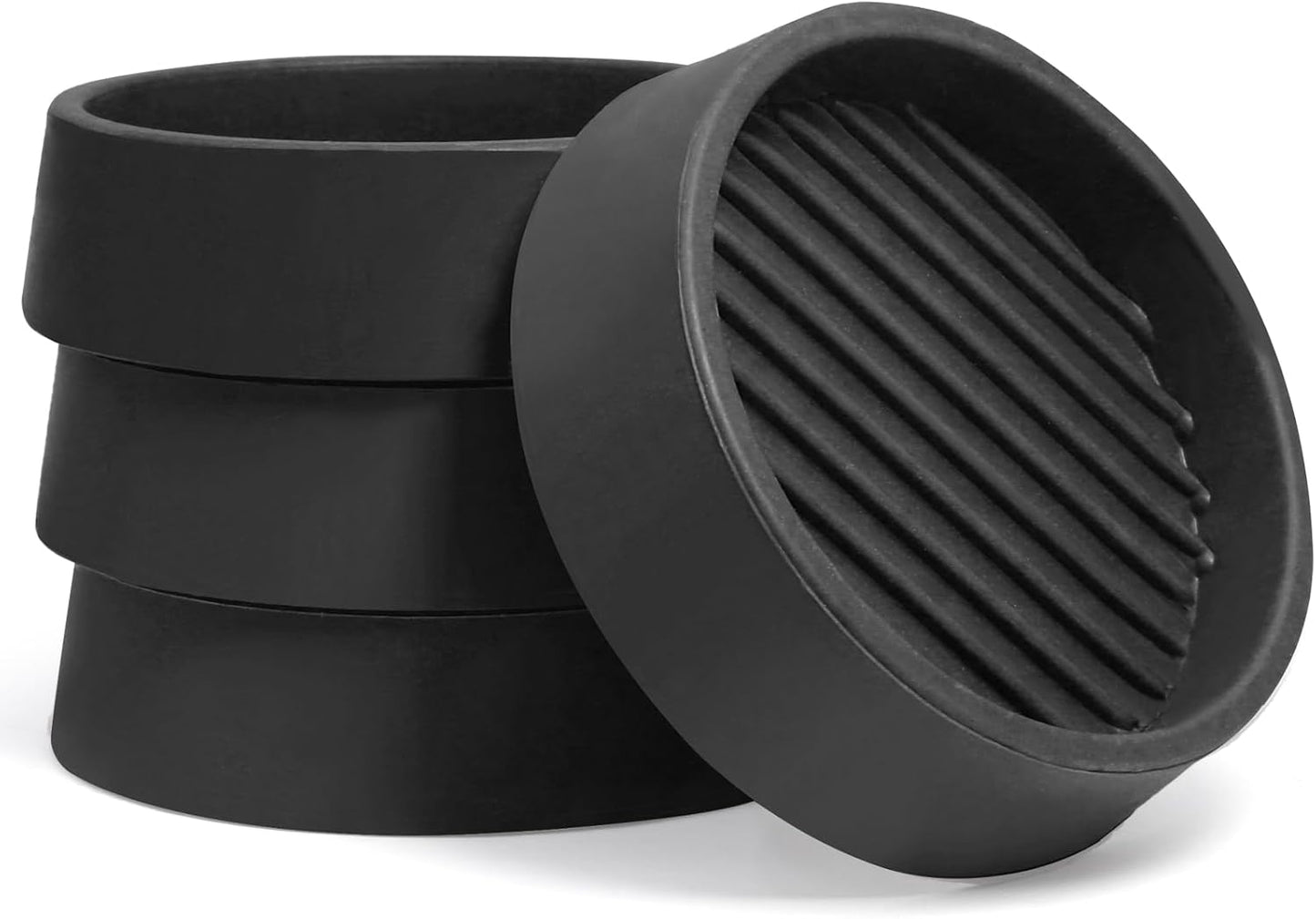 4 Pack 1.5 Inch Round Rubber Caster Cups Floor Protector Brown | Dense Rubber Anti-Slip Firm Grip, Floor Protection From Scratches, Slide-In No Tools Needed, Blends With Wood Metal Finishes